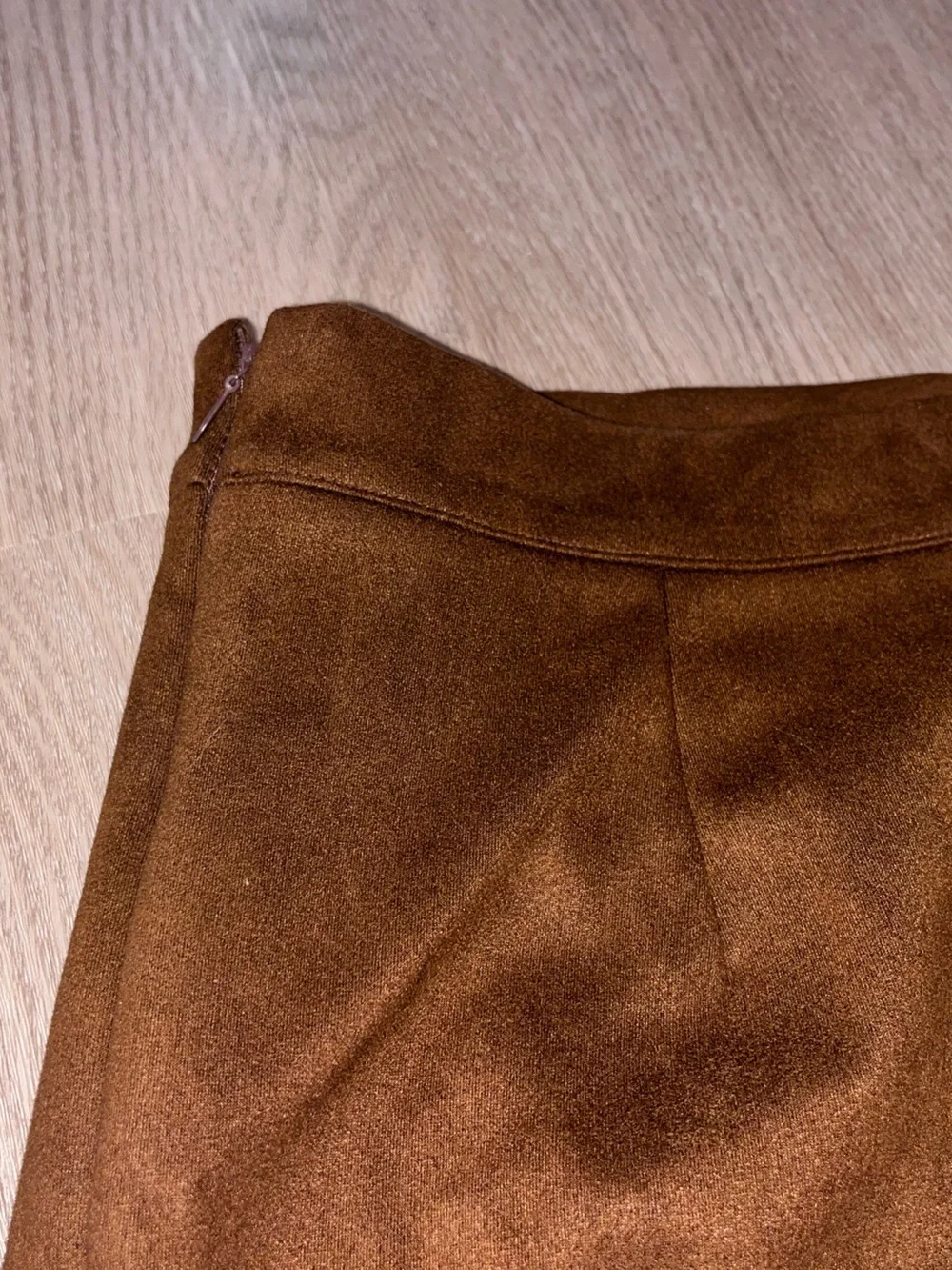 Brown Suede A-Line Mini Skirt